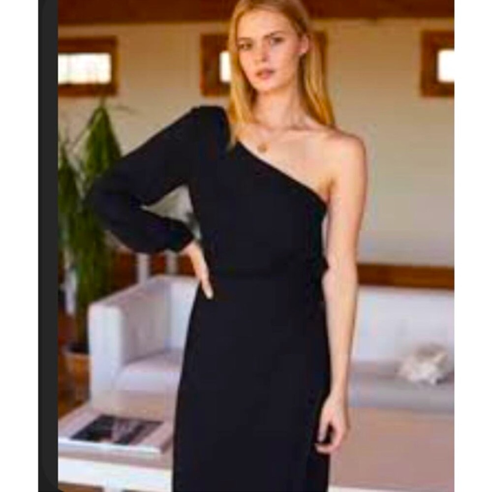 Emerson Fry One Sleeved Shoulder Black Dress sz 6